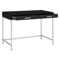 OSP Home Furnishings VIV43-BLK Vivos Desk with Black Gloss Finish and Chrome Frame